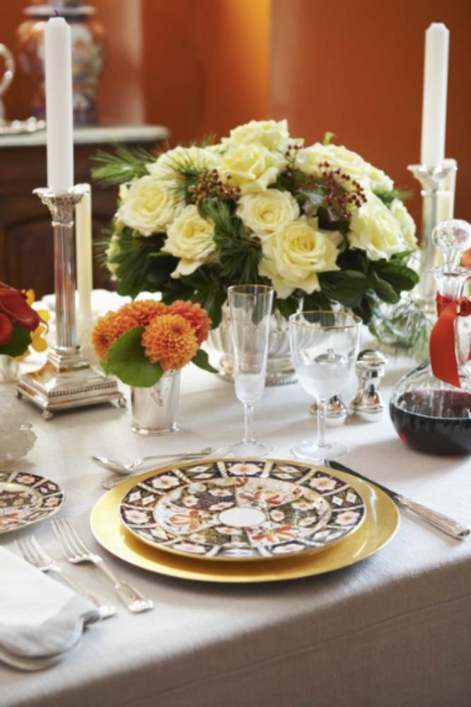 orange and white floral arrangements